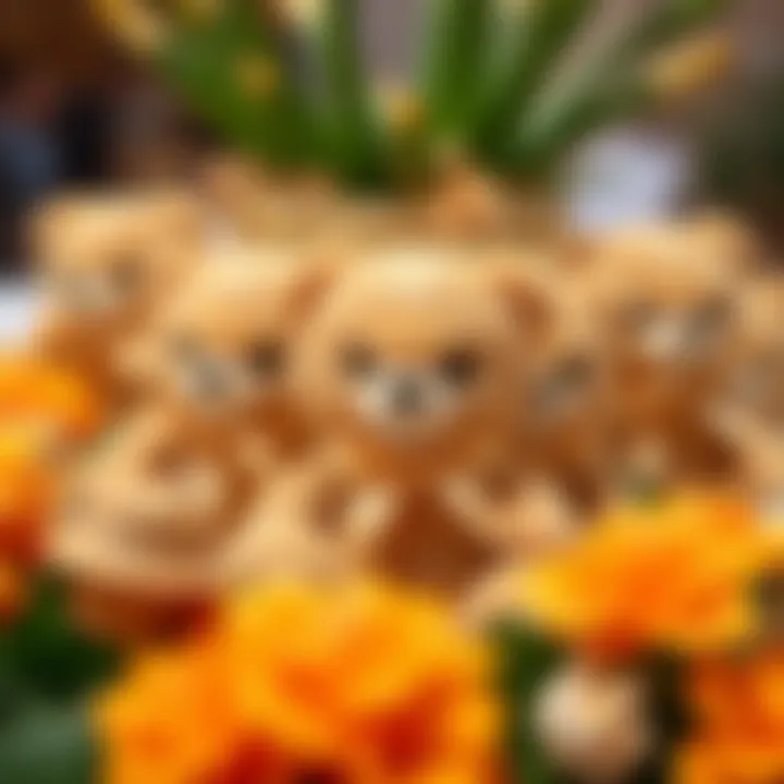 Creative arrangements of mini teddy bears in event decor