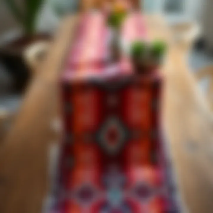 Intricately Designed Moroccan Table Runner Vibrant Moroccan table runner showcasing intricate patterns