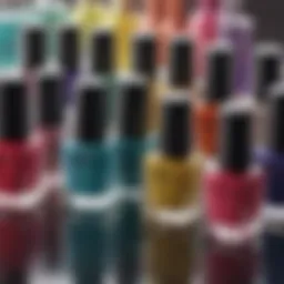 A vibrant array of nail polish bottles showcasing diverse colors and textures