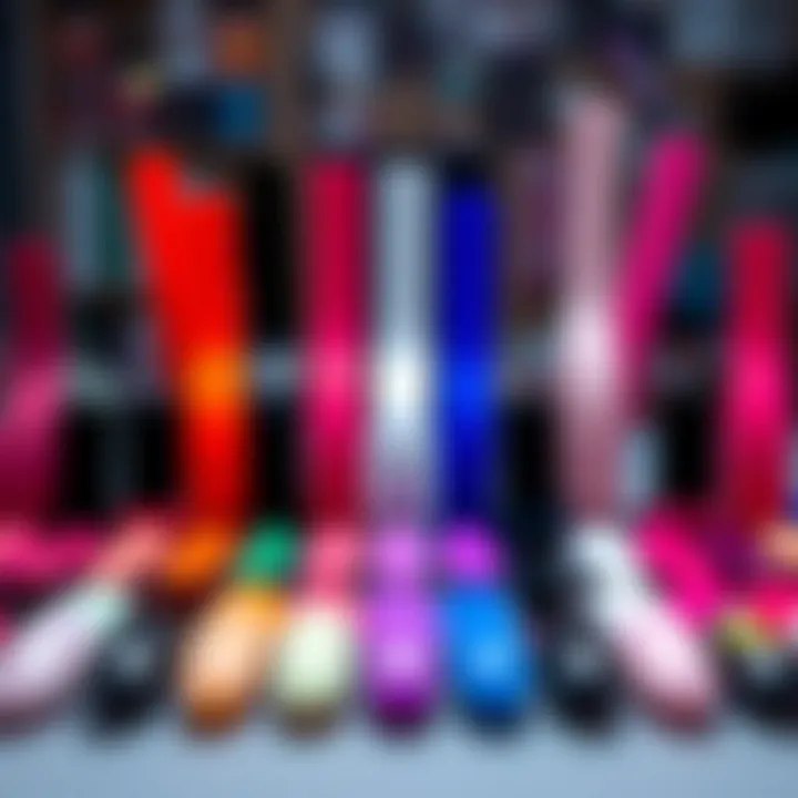 A trendy display of different nail art polish strips aligned in a creative arrangement.