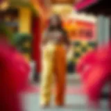 Elegant plus size matching pants set featuring vibrant colors