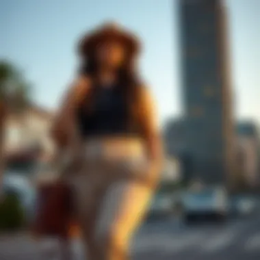 Fashionable outfit pairing plus size scrunch pants with a trendy top