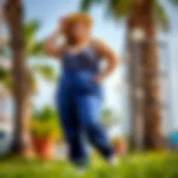 Stylish plus size scrunch pants showcased in a vibrant outdoor setting