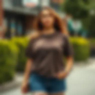 Fashionable outfit pairing featuring a plus size t-shirt