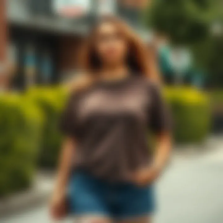 Fashionable outfit pairing featuring a plus size t-shirt