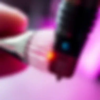 Precision Tool for Fashion Embellishment Close up of rhinestone brush tool in action