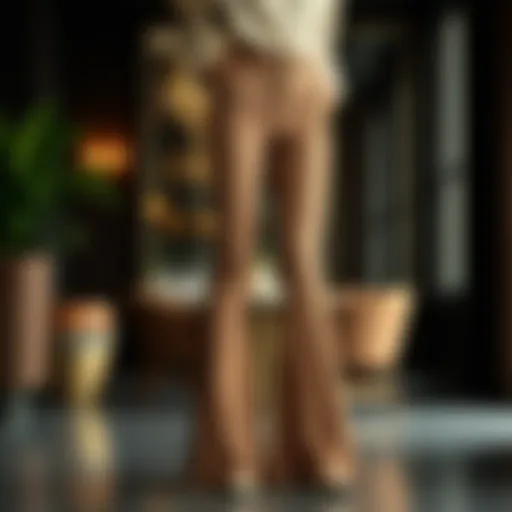 Elegant ribbed flair pants showcased in a chic setting