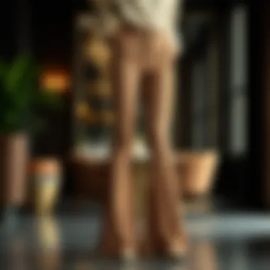 Chic Presentation of Ribbed Flair Pants Elegant ribbed flair pants showcased in a chic setting