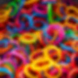 Vibrant Rubber Band Collection A vibrant assortment of rubber bands in various colors and textures for crafting.