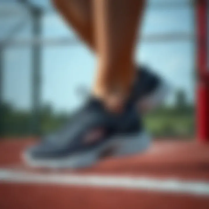 Athlete testing the comfort and flexibility of Skechers shoes