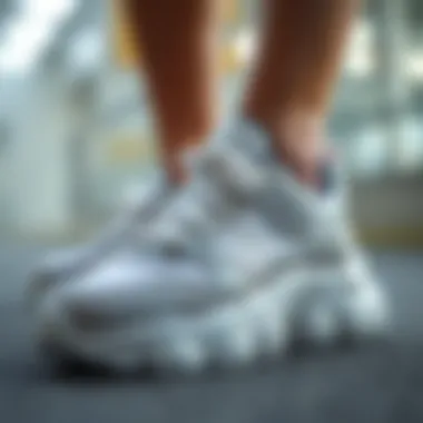 Close-up view of the innovative comfort technology used in Sketchers chunky sneakers