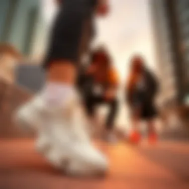 Fashion-forward individuals wearing Sketchers chunky sneakers in urban settings