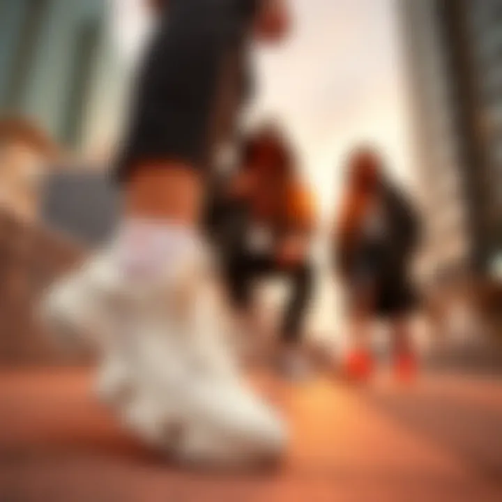 Fashion-forward individuals wearing Sketchers chunky sneakers in urban settings