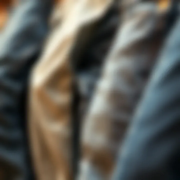 Different denim washes and textures