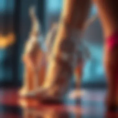 Close-up of intricate design elements of fantasy heels