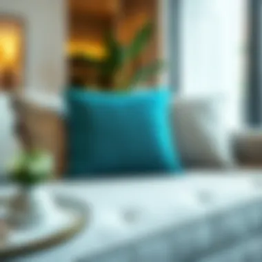 Elegant teal throw pillow on a modern sofa