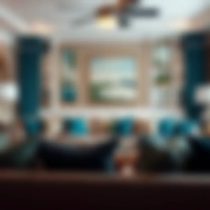 Stylish living room showcasing teal throw pillows