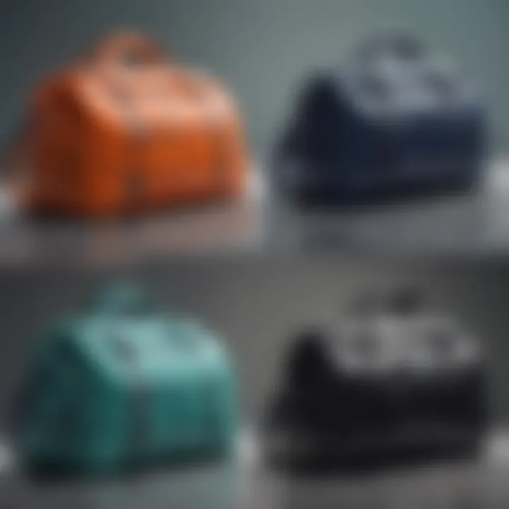 Comparison of different types of waterproof gym bags highlighting various designs and features.