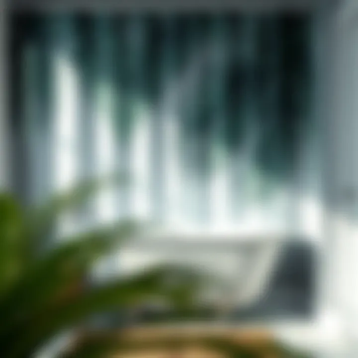 A DIY project showcasing the installation of a palm print shower curtain