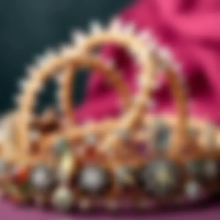 A collection of crystal crown headbands with different materials