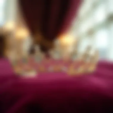 Elegant crystal crown headband displayed on a velvet surface