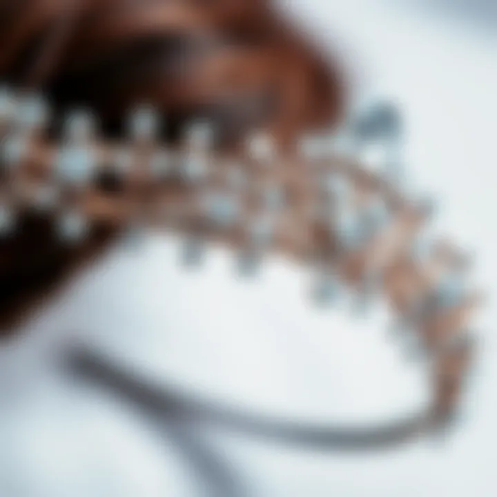 Close-up of intricate design elements on a crystal headband