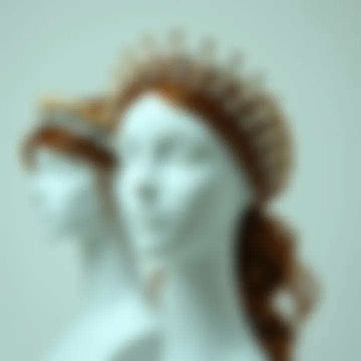 Various crystal crown headbands styled on a mannequin