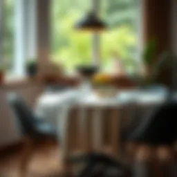 Elegant table setting with a modern tablecloth