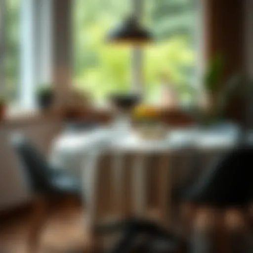 Elegant table setting with a modern tablecloth