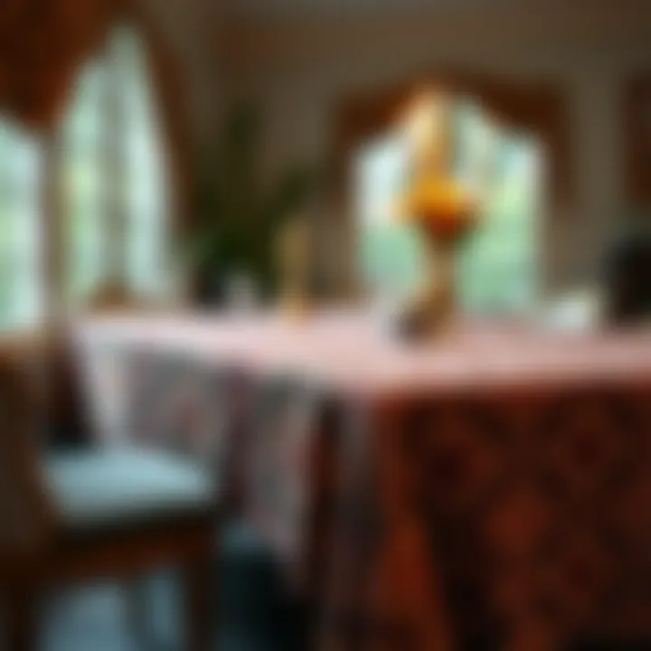 Intricate Patterned Tablecloth Stylish tablecloth with intricate patterns enhancing decor