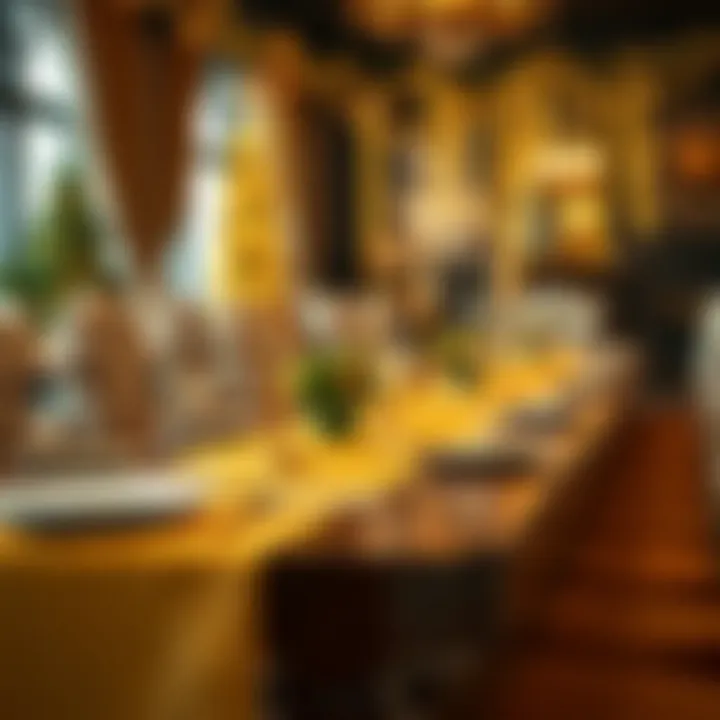 Festive Dining Arrangement Featuring a Gold Table Runner Gold table runner in a festive dining arrangement