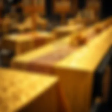 Variety of Stylish Gold Table Runners on Display Different styles of shiny gold table runners displayed