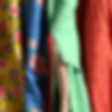 Vibrant fabric swatches for double slit skirt designs