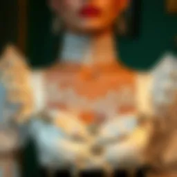 Elegant display of a classic French maid costume showcasing intricate lace details