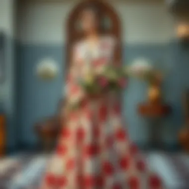 Elegant vintage long dress with floral patterns