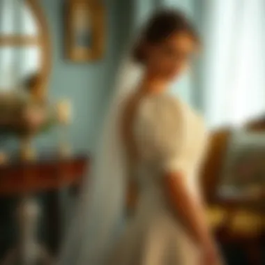 Bridal styling session featuring a square neck puff sleeve wedding dress