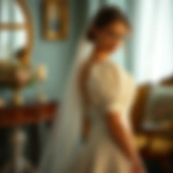 Bridal styling session featuring a square neck puff sleeve wedding dress