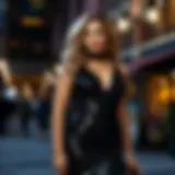 Elegant black sequin bodysuit styled for a chic evening look