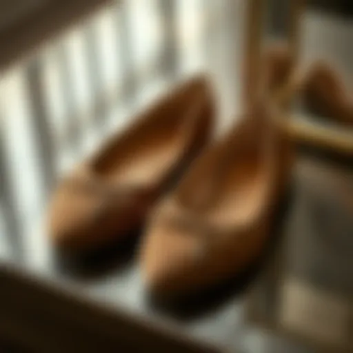 Elegant faux suede ballet flats on a stylish surface