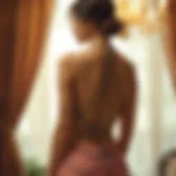 A stunning backless dress showcasing intricate chain detailing