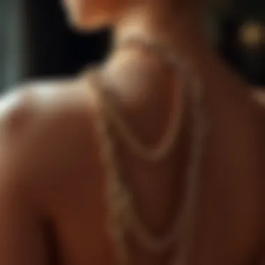 Artistry in Chains: Detail of Backless Dress A close-up of the chain embellishments on a chic backless garment