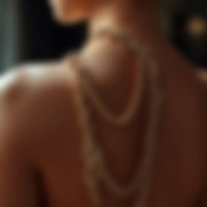 Artistry in Chains: Detail of Backless Dress A close-up of the chain embellishments on a chic backless garment