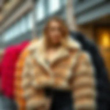 A collection of faux fur bolero jackets in various colors