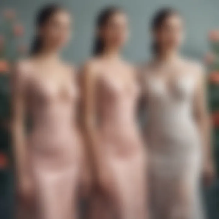 Diverse body types wearing floral lace overlay dresses