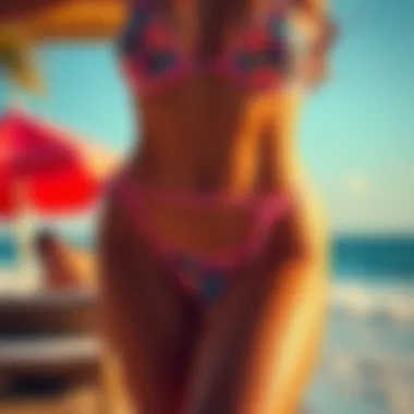 Influential social media images promoting low cut thong bikinis