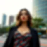 Urban Elegance: The Versatile Morph Dress A woman showcasing the morph dress in an urban setting, demonstrating its adaptability to various styles.