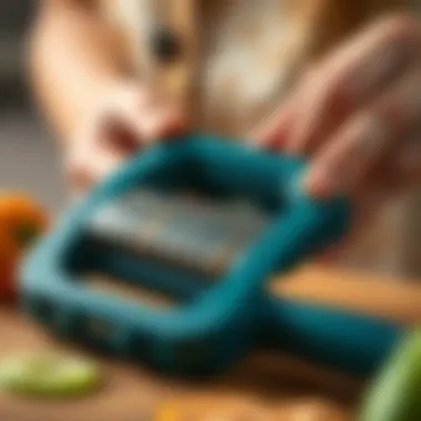 Showcasing Multiple Functionalities of the Peeler A close-up of the multi-function peeler demonstrating its multiple functionalities.