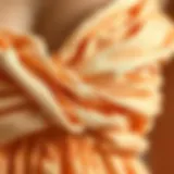 A close-up of the ruched fabric texture showcasing intricate detailing