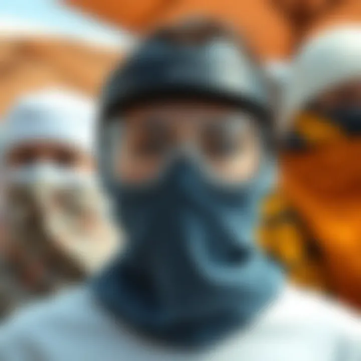 Variety of materials used in sun shield face coverings highlighting breathability