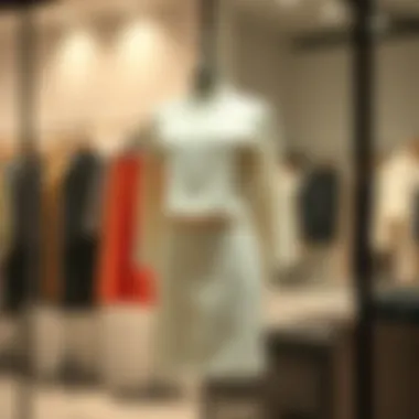 Stylish two-piece knit skirt set displayed on a mannequin